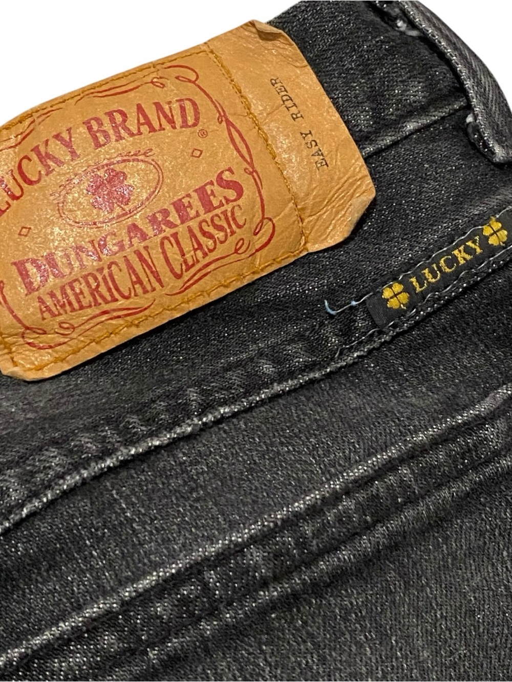 Lucky Brand Easy Rider Black Bootcut Jeans 6/28 Button Fly Vintage Y2K USA Made - Picture 7 of 11